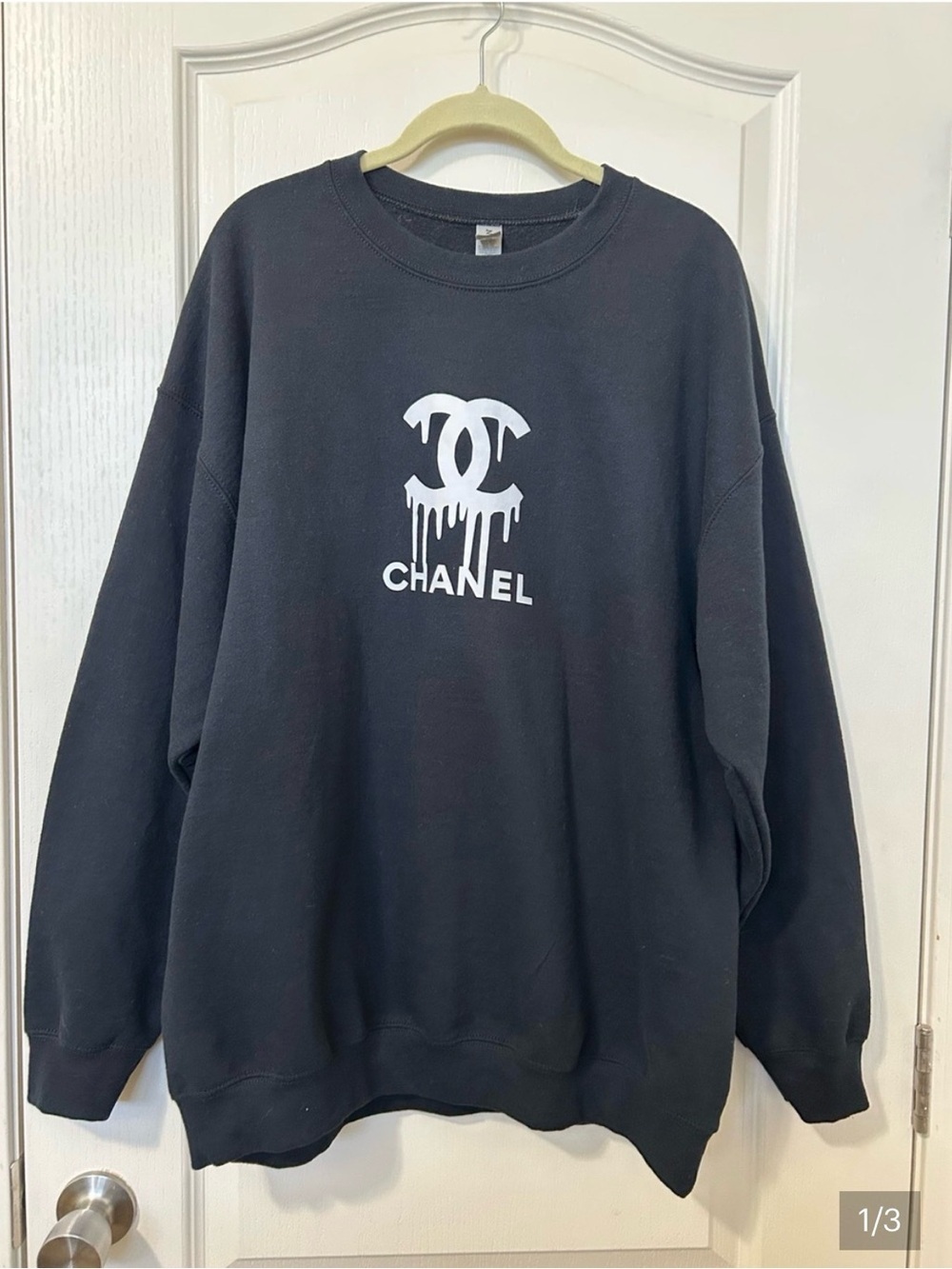 Gildan Black Crewneck Sweater with White Drip Logo